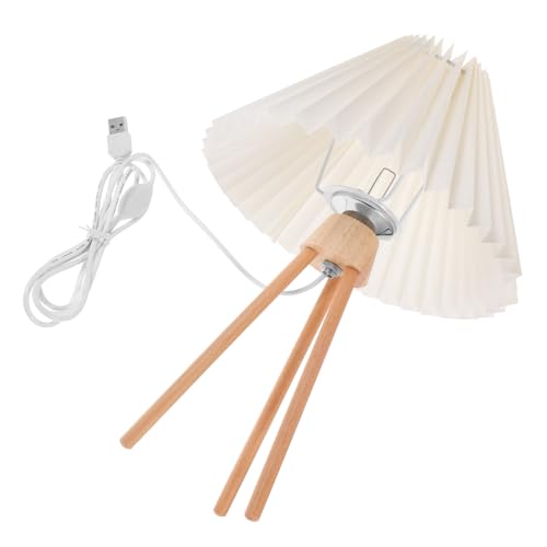 VILLCASE Retro Tischlampe mit Plisseeschirm Warmes Licht Langlebig und Kompakt Stilvolle Schlafzimmer und Wohnzimmerdekoration Einfache Bedienung Indoor Schreibtischbeleuchtung von VILLCASE