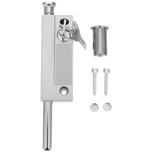 VILLCASE Schiebetür Schloss Fenster Lock Sicherheit Latch Lock Sicherheit Gehärtet Keyed Bolzen mit Frühling Schalter für Fenster Glas Terrasse Türen Hof Garten Silber TüRschließEr Ohne Bohren von VILLCASE