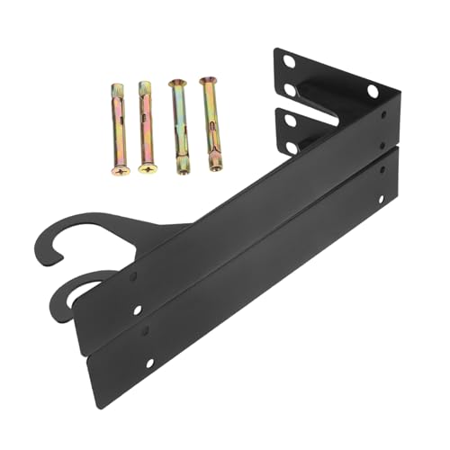 VILLCASE Schwerlast Dreieck-wandhalter mit Haken Wandmontierter Regalträger mit Kleiderstangenhalter Verstärkter Metallbügel für Schrank Küche und Flottierendes Regal Schwarz von VILLCASE