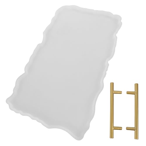 VILLCASE Silikonform Tray mit Metallgriffen Unregelmäßige Resin Gießform für Diy Servierbrett Detailreiche Silikonform für Epoxidharz Kunsthandwerk Einfach zu Entformen Tablett für von VILLCASE