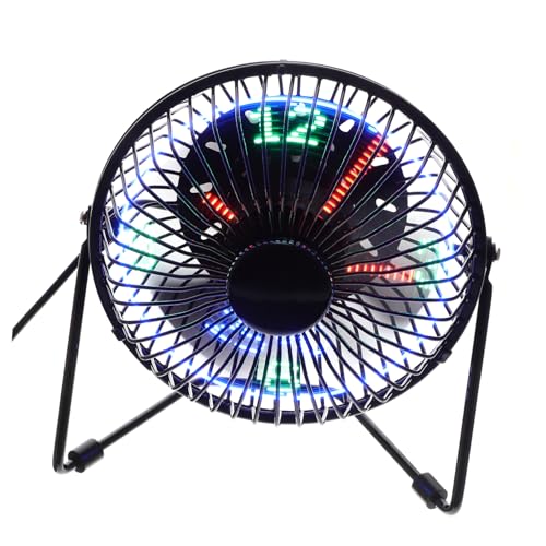 VILLCASE Temperaturlüfter digital Kühlung Büro tragbar LED angetrieben drinnen USB-Lüfteruhr mit Temperatur USB -Kühlventilator USB-Mini-Lüfter Computer-Lüfter USB Mini USB -Fan Schwarz von VILLCASE
