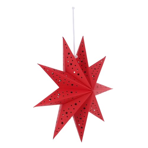 VILLCASE Weihnachts-papierstern-lampenschirm mit Led-lichterkette Roter Origami-hängelaterne Nachhaltige Wiederverwendbare Dekoration für Party Wohnzimmer und Festlichkeiten von VILLCASE