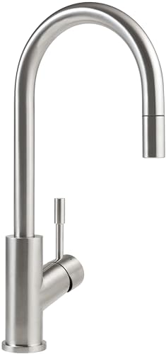 Villeroy & Boch Umbrella Flex Küchenarmatur, Hochdruck, Wasserhahn Küche mit ausziehbarer Brause und 360° Schwenkbereich, Spültischarmatur wassersparend, Auslauf Höhe 220mm, Edelstahl massiv von Villeroy & Boch