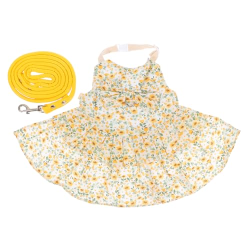 VILLFUL 1 Satz Rabbit Geschirr mit Leine Süßes Bunny Outfit für Kleine Haustiere Robust Leicht für und Outdoor Aktivitäten Blumenmuster Gelb S von VILLFUL