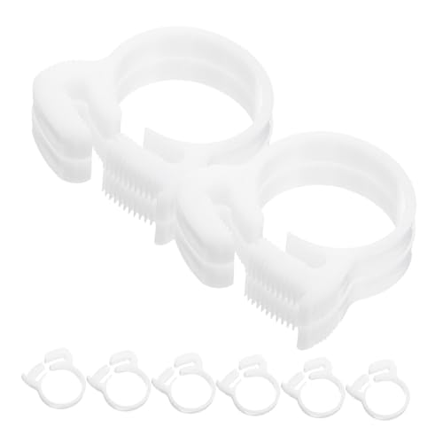 VILLFUL 10 Stück Starke Nylon Schlauchschellen Weiß Ø Wetterbeständig Schnappverschluss Kunststoff Rohrschellen für Pool und Gartenschläuche Einfache Montage ohne Werkzeug von VILLFUL