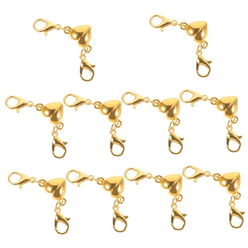 VILLFUL 10 Stück Teiliges Magnetverschluss Schmuckverschluss Herzform Gold DIY Magnetische Verschlüsse für Armbänder Halsketten Einfache Installation Elegantes Design Vielseitig Verwendbar von VILLFUL