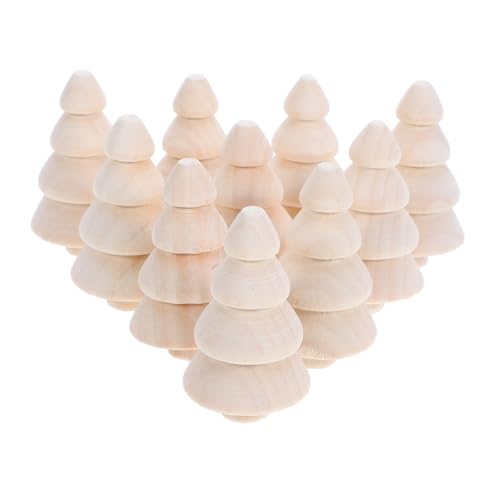 VILLFUL 10 Stück Teiliges Mini Holz Weihnachtsbäume zum Selbermachen Unbemalte Desktop Xmas Baum Ornamente aus Massivholz Leicht und Kompakt für DIY Bastelprojekte und Festliche Dekoration von VILLFUL