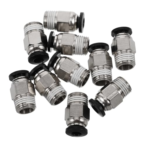 VILLFUL 10 Stück Teiliges Pneumatik Verbinder Außengewinde Gerader Push to connect Stecker aus Kupfernickelbeschichtetem Material Schnellwechselbar und Langlebig Drucker DIY Zubehör von VILLFUL