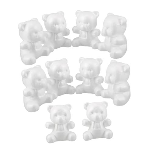 VILLFUL 10 Stück Teiliges Polystyrol-schaumbären Weiße DIY Bastelfiguren Blanke Bären-skulpturen für Malen Handarbeit Partydekoration für Weihnachten Geburtstage Kreative Gestaltung von VILLFUL