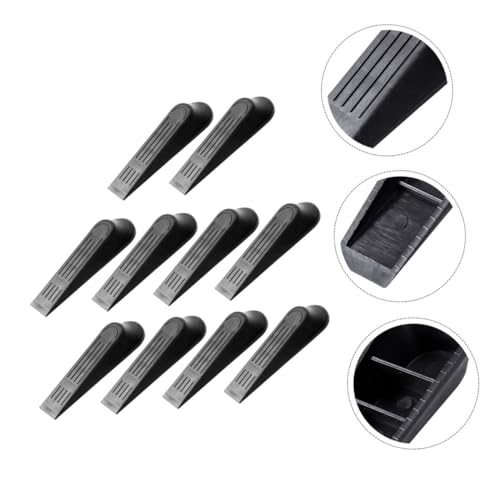 VILLFUL 10 Stück Teiliges Türkeil Schwarzem Kunststoff Rutschfest und Verschleißfest Zuverlässiger Türstopper für Boden Schützt Wände Geeignet für Büro und Zuhause Verhindert Einklemmen von VILLFUL