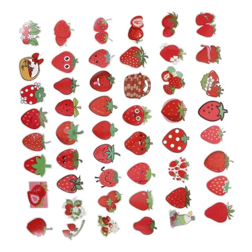VILLFUL 100 Stück Erdbeer Aufkleber Für Kinder Wasserfeste Belohnungsaufkleber Für Notizbücher Laptops Wasserflaschen Süße Selbstgemacht Aufkleber Für Bastelprojekte von VILLFUL