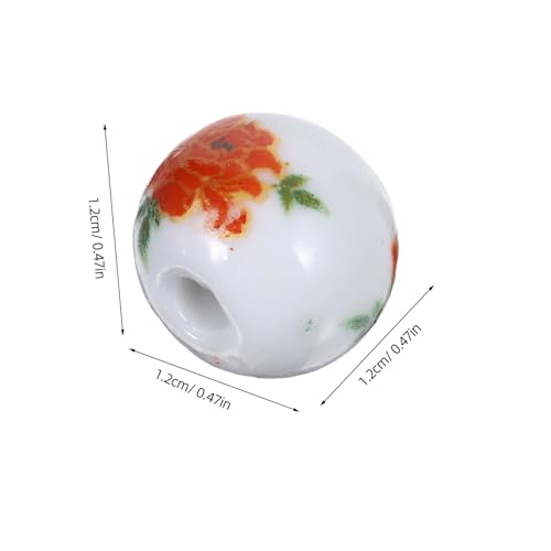VILLFUL 100 Stück Große Keramikperlen Runde Porzellanblumenperlen zum Auffädeln für Schmuckherstellung DIY Armbänder Halsketten Kreatives Bastelset von VILLFUL