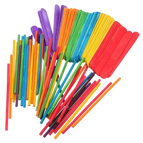 VILLFUL 100 Stück Jumbo Holzstäbchen für DIY Bunte Bastelstäbchen für Kreative Projekte und Matheunterricht Sicher und Wiederverwendbar von VILLFUL