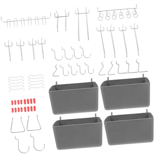 VILLFUL 114 Stück Teiliges Metall Pegboard Haken und Organizer Vielseitiges Werkstattregal Zubehör für Garage Bastelraum Workshop Verschiedenen Haken und Aufbewahrungsbehältern zur von VILLFUL