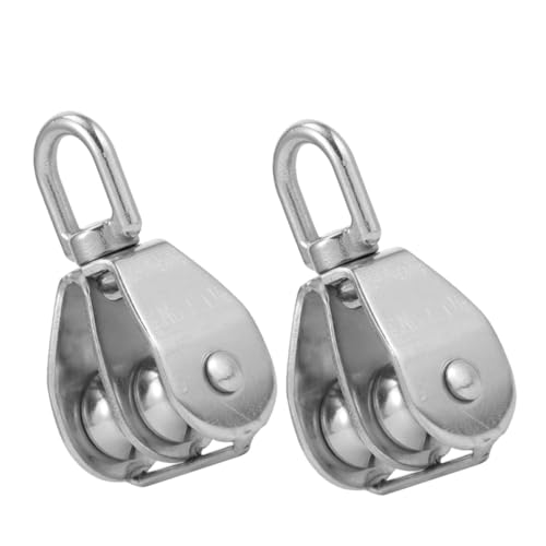 VILLFUL 2 Stück Edelstahl Doppel umlenkrolle Schwerlast Flaschenzug für sicheres Anheben von schweren Lasten Langlebig Leicht und Flexibel für Kran Hebesysteme von VILLFUL