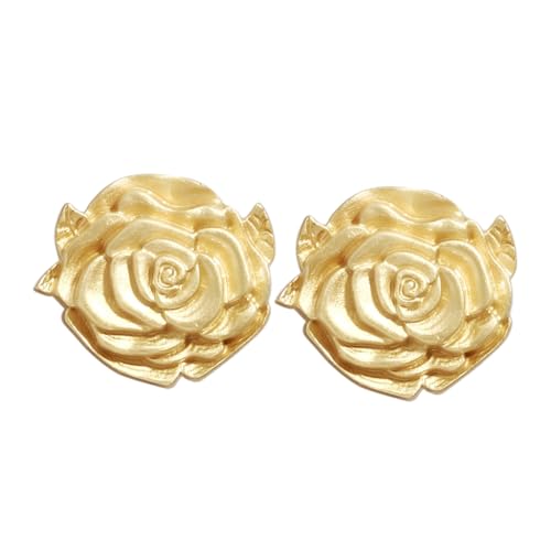 VILLFUL 2 Stück Goldene Rosendekorative Schubladenknöpfe aus Messing Antike Möbelgriffe für Schränke Kommoden und Badezimmer Vintage Hardware für Küchen und Schlafzimmer von VILLFUL