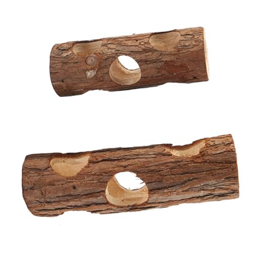 VILLFUL 2 Stück Hamster Holzspielzeug Teiliges mit Löchern Natürlicher Nager Tunnel für Kleine Haustiere Wie Vögel Hamster Kaninchen und Meerschweinchen Langlebig und Platzsparend von VILLFUL