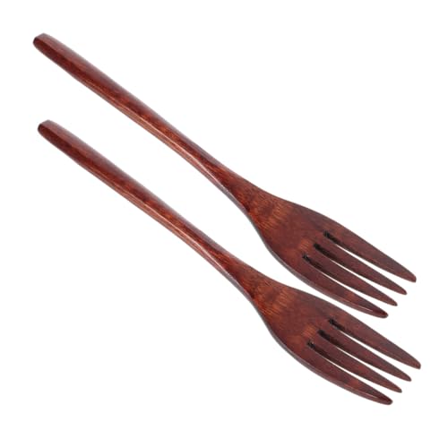 VILLFUL 2 Stück Holz Salatgabel mit Langem Griff Multifunktional für Kochen Servieren Rühren Natürliche Holzmaserung Wiederverwendbar Stilvolles Küchenutensil für Salat Pasta Obst von VILLFUL