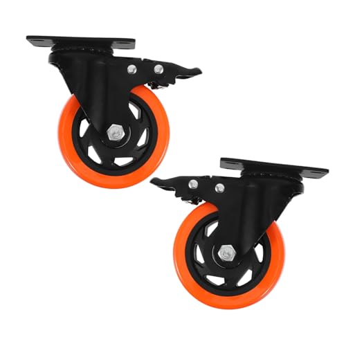 VILLFUL 2 Stück Schwerlast Stahl Lenkrollen mit Doppel Bremssystem Schwenkbare Industrielle für Möbel Werkbänke Betten Trolleys Robuste PVC Räder von VILLFUL