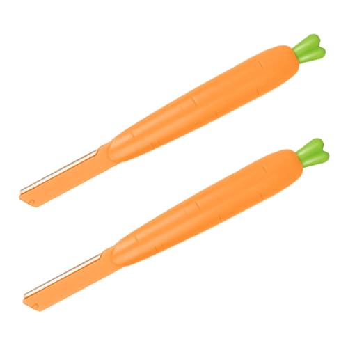 VILLFUL 2 Stück Teiliges Augenbrauenrasiermesser aus Edelstahl Karottenform für Präzises Sicheres Augenbrauenstyling Hautschonend mit Schutz Kompakt für Reisen und Heimgebrauch Anfänger von VILLFUL