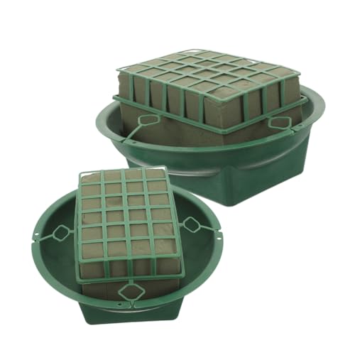 VILLFUL 2 Stück Teiliges Nasssteckschaum mit Kunststoffhalter Runder Blumensteckschaum für DIY Blumenarrangements Praktischer Blumenschwamm für Hochzeitsdeko Bastel und Floristikbedarf von VILLFUL