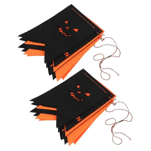 VILLFUL 2-teiliges Halloween-party-banner: Kürbis-wimpelgirlande – Vliesstoff Zum Aufhängen „happy Halloween“-schild – Foto-hintergrund Für Ktv-bar Und Zuhause von VILLFUL