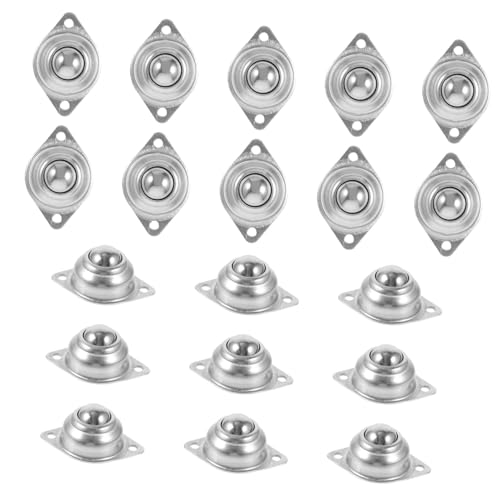 VILLFUL 20 Stück Kugelrollen aus Stahl Drehbare Kugeltransfer-einheiten Starke Tragfähigkeit Verschleißfest für Transport Flacher Objekte Flexibel und Geräuscharm Montage von VILLFUL