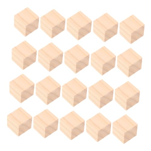 VILLFUL 20 Stück Teiliges Natürliche Holz Würfel Quadratisch Ungefertigt Robuste Bausteine für DIY Bastelmaterial Montessori Lernspielzeug Fördert Feinmotorik Kreativität von VILLFUL