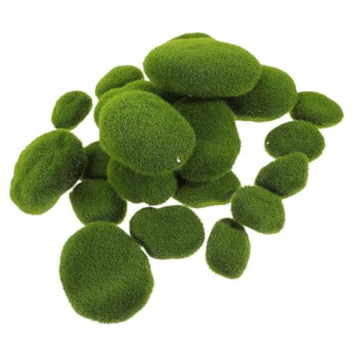 VILLFUL 25 Stück Teiliges Künstliches Moos-Steine- Naturgetreue Grüne Mooskugeln in Pflegefrei Vielseitig für Feengärten Blumenarrangements Bonsai-Dekoration und Bastelprojekte Ganzjährig von VILLFUL