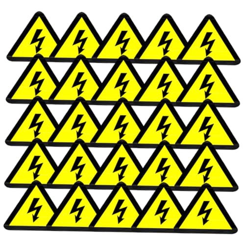 VILLFUL 25 Stück Teiliges Warnschild Aufkleber Selbstklebende Hochvolt warnaufkleber Dreieckige Elektrische Sicherheitshinweise Robuste Haftfolie für Industrie Haushalt und Büro Gelb von VILLFUL