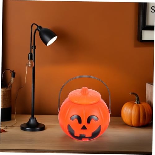 VILLFUL 2stücke Plastik-kürbis-süßigkeiteneimer Mit Deckel Tragbarer Kürbis-leckerli-eimer Für Halloween Süßigkeitenhalter Für Süßes Oder Saures Partydekoration Und Geschenkidee von VILLFUL