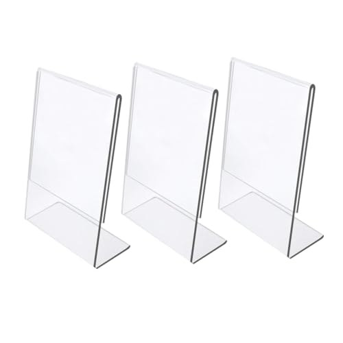 VILLFUL 3 Stück Acryl Schildhalter Klar Tischaufsteller Dokumentenhalter für Restaurant Theken Werbung mit Seitlicher Einstecköffnung Staub Wasserschutz von VILLFUL