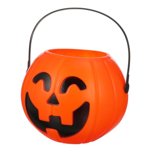 VILLFUL 3 Stück Halloween Kürbis Eimer aus Stabilem Kunststoff mit Griff Leichter Tragbarer Süßigkeitenhalter für Sammeln von Süßem Dekorative Party Deko für Halloween von VILLFUL