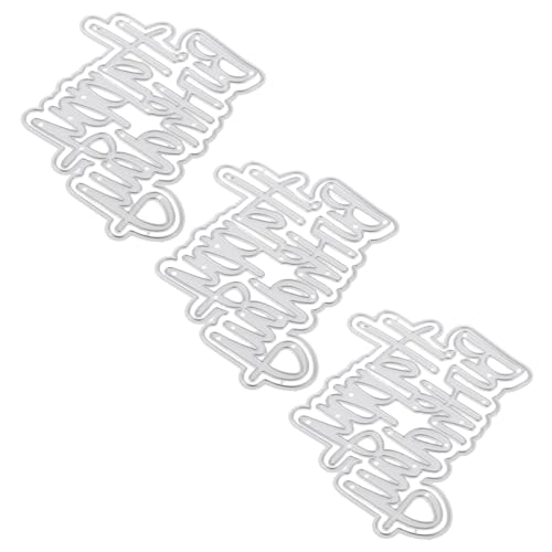 VILLFUL 3 Stück Happy Birthday Metall Stanzformen Carbonstahl Prägeschablonen für DIY Scrapbooking Kartenherstellung mit Feiner Ätztechnik Vielseitig Einsetzbar Einfach zu Bedienen von VILLFUL