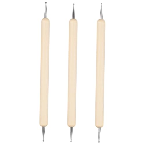 VILLFUL 3 Stück Teiliges Ballstylus Set Tonmodellierung Embossing Werkzeug mit Holzgriff und Edelstahlkugel für Skulptur und Bastelprojekte von VILLFUL