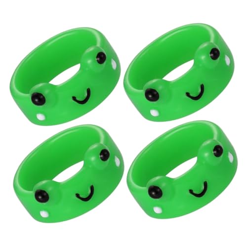 VILLFUL 4 Stück Bunte Frosch Ringe aus Resin Niedliche Cartoon Tier Fingerringe für Leichtes Material Modisches Accessoire für Alltag Cosplay und Kostüme von VILLFUL