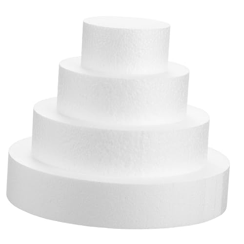 VILLFUL 4 Stück Teiliges Runde Schaumstoff Kuchenmodelle Leichtes DIY Cake Dummy zum Dekorieren Bemalen und Üben Vielseitig für Hochzeit Party und Ladenfenster Dekoration Geeignet Höhe von VILLFUL
