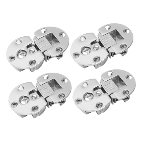 VILLFUL 4 Stück Teiliges Verstellbare Versteckte Scharniere für Schranktüren und Flächenbündige Montage Geräuschloser Sanfter Klappmechanismus Silberne Oberfläche von VILLFUL