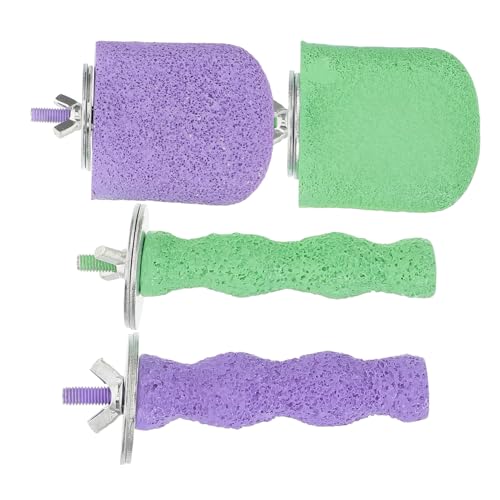 VILLFUL 4 Stück Teiliges Vogel Krallenpflege mit Rutschfester Oberfläche Ergonomischem Nagelpflegeständer für Kleine Käfige Ungiftige Sitzstangen für Wellensittiche Nymphensittiche Conures von VILLFUL