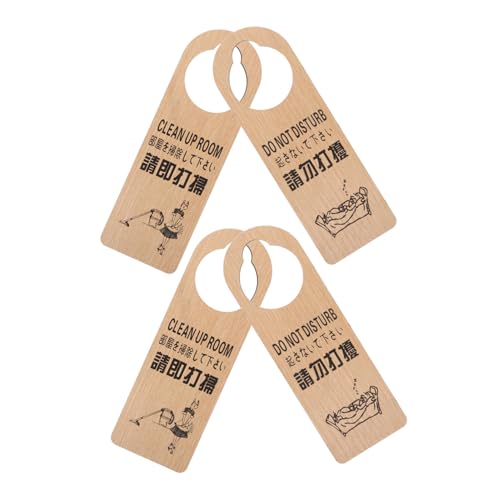 VILLFUL 4 Stücke Teiliges Holz Türschild mit Doppelter Beschriftung Rustikaler Reversibler Hotel-zimmerstatusanzeiger Bitte Zimmer Reinigen Geeignet für Standard-türknäufe für Hotel Büro von VILLFUL