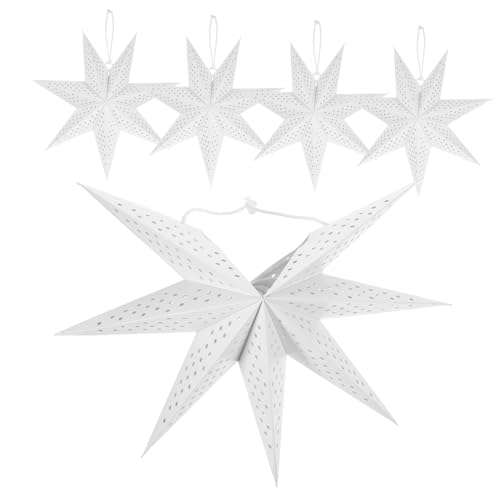 VILLFUL 5 Stück Faltbare Papierstern Lampenschirme Weihnachtsdeko Hängende Stern Laternen Leicht Montierbar Praktisch Für Festliche Wohnraumdekoration von VILLFUL