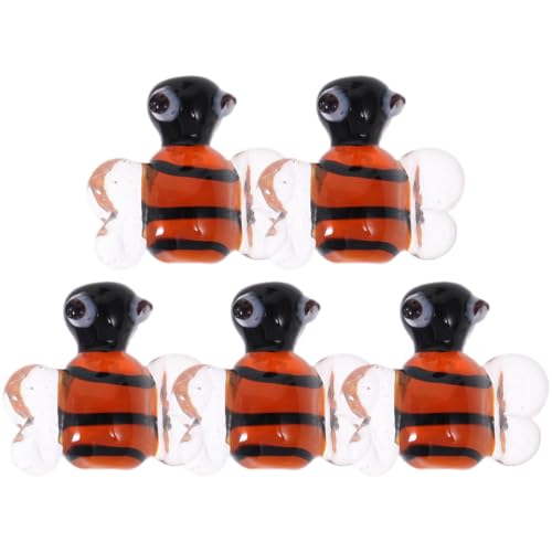 VILLFUL 5 Stück Teiliges Bienenanhänger aus Glas Bienen Charms für Schmuckherstellung Kawaii Schmuckzubehör für Halsketten Armbänder Ohrringe Leicht und Vielseitig für DIY Basteln von VILLFUL
