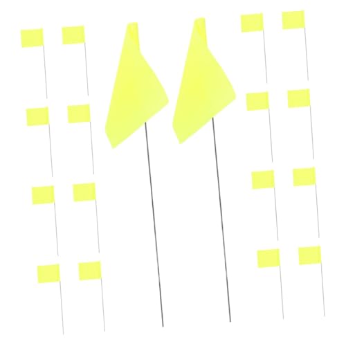 VILLFUL 50 Stück Garten Markierungsfahnen Gelb Fahnen mit Stab für Außenbereich Robuste Signalfahnen für Bewässerung Grundstücksgrenzen Landschaftspflege und Sicherheitswarnung von VILLFUL