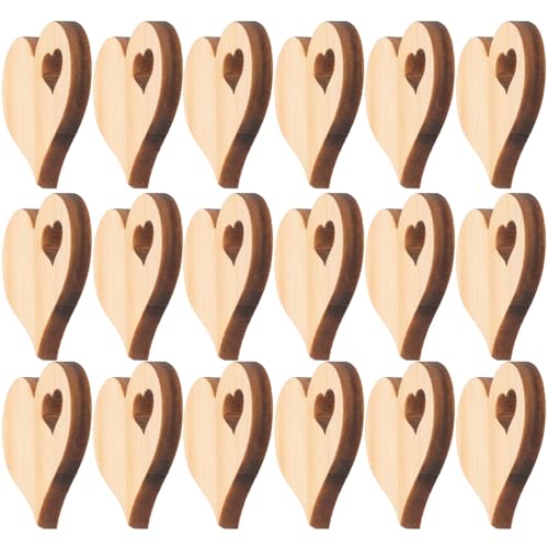 VILLFUL 50 Stück Holzherzen Unlackierte Holzverzierungen DIY Holzscheiben für Bastelprojekte Herzform für Hochzeiten Valentinstag und Tischdekoration von VILLFUL
