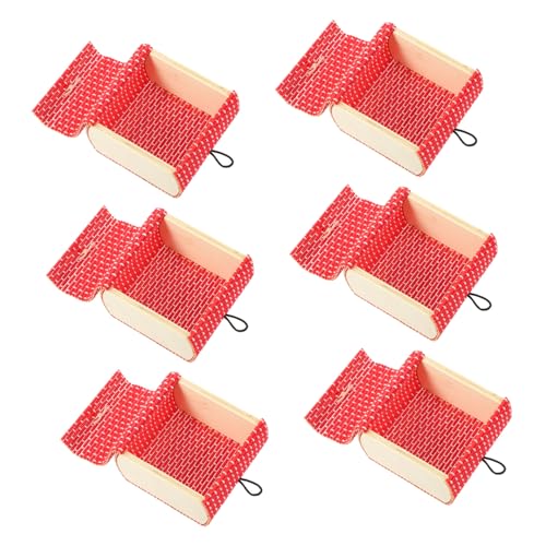 VILLFUL 6 Stück Miniatur Holz Aufbewahrungsboxen mit Bambusvorhang-design Schmuckkästchen und Kleine Schatzkisten Handgefertigt als Organizer für Schmuck und Kleinteile Rot von VILLFUL