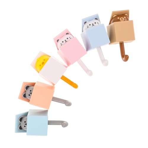 VILLFUL 6 Stück Selbstklebende Cartoon Wandhaken aus Wasserdichtem Kreative Tier-motiv Kleiderhaken mit Robuster Haftung Vielseitig für Mäntel Schlüssel Handtücher und Taschen Einfache von VILLFUL