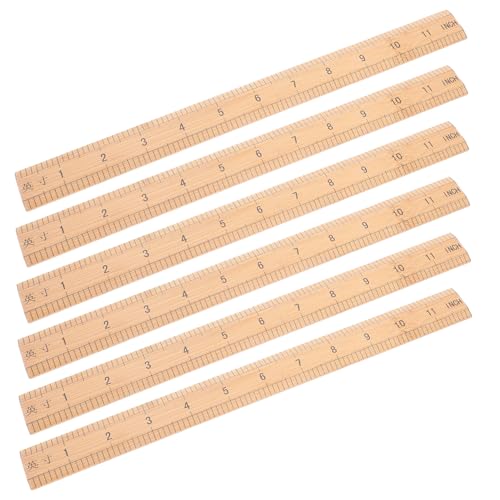 VILLFUL 6 Stück Teiliges Bambus-lineal mit Doppelter Messskala Langlebig und Formstabil Beidseitig für Nähen Schneiderei und Bastelarbeiten von VILLFUL