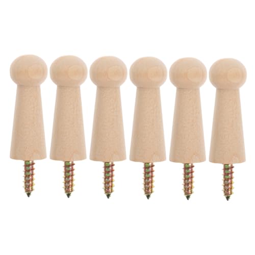 VILLFUL 6 Stück Teiliges Holz Wandhaken Shaker Pegs aus Massivem Naturholz Dekorative Kleiderhaken für Flur zum Aufhängen von Kleidung Hüten Handtüchern DIY Glatte Oberfläche zum Bemalen von VILLFUL