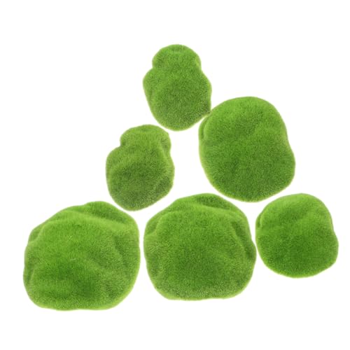 VILLFUL 6 Stück Teiliges Künstliche Moos-steinkugeln Dekorative Grüne Moosfelsen für Blumenarrangements DIY Bastelprojekte Miniaturgärten Pflegeleicht Wiederverwendbar Kreative von VILLFUL