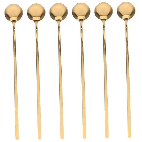 VILLFUL 6 Stück Teiliges Lange Edelstahl Kaffeelöffel mit Extra Langem Griff Robuste Rührlöffel für Kaffee Eiskaffee Dessert und Hohe Gläser Vielseitig für Cafés Zuhause und Partys von VILLFUL